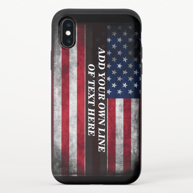 Add your text on American flag  Uncommon iPhone Case (Back)