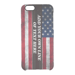 Add your text on American flag Clear iPhone 6/6S Case