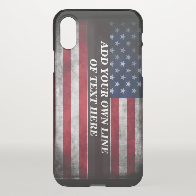 Add your text on American flag  Uncommon iPhone Case (Back)