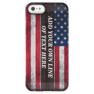 Add your text on American flag  Permafrost iPhone SE/5/5s Case