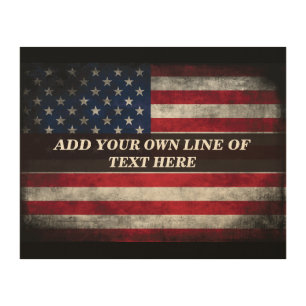 Add your text on American flag  Wood Wall Art