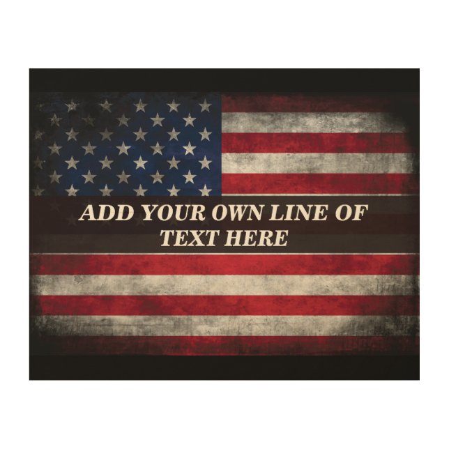 Add your text on American flag  Wood Wall Art (Front)