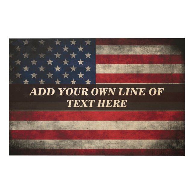 Add your text on American flag  Wood Wall Art (Front)