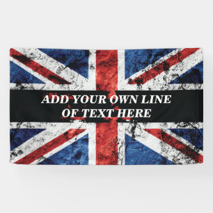 Add your text on English flag Throw Pillow Banner