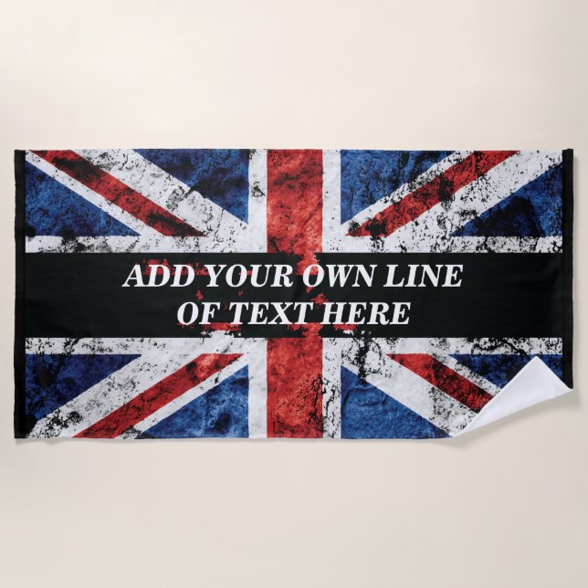 Add your text on English flag Throw Pillow Beach Towel (Front)