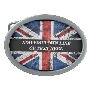 Add your text on English flag Throw Pillow Belt Buckle