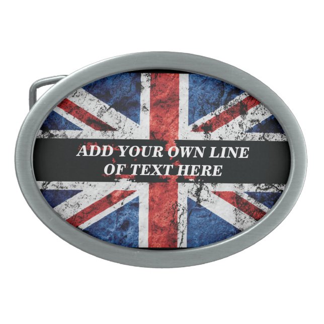 Add your text on English flag Throw Pillow Belt Buckle (Front)