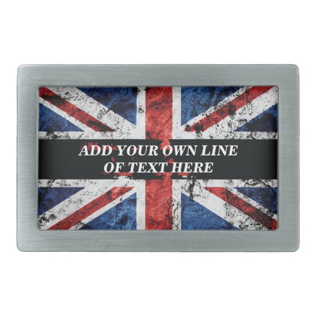 Add your text on English flag Throw Pillow Belt Buckle (Front)