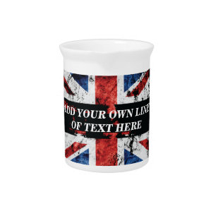 Add your text on English flag Throw Pillow Beverage Pitcher