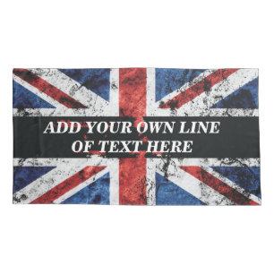 Add your text on English flag Throw Pillow Case