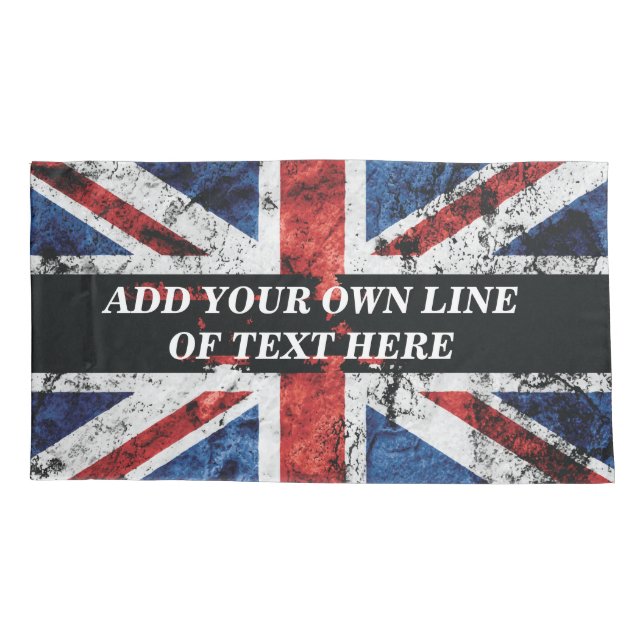 Add your text on English flag Throw Pillow Case (Back)