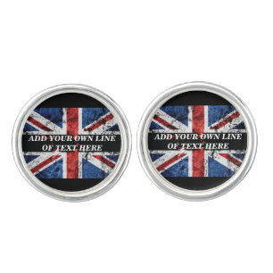 Add your text on English flag Throw Pillow Cufflinks
