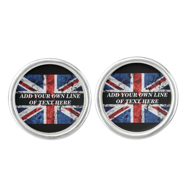 Add your text on English flag Throw Pillow Cufflinks (Front)