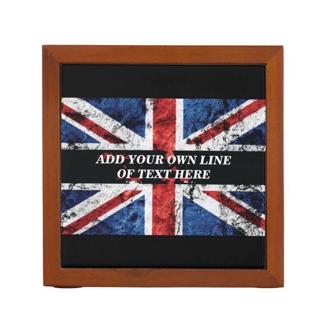Add your text on English flag Throw Pillow Desk Organizer (Front)