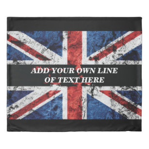 Add your text on English flag Throw Pillow Duvet Cover