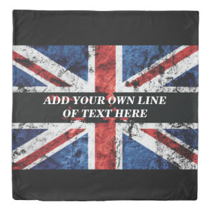 Add your text on English flag Throw Pillow Duvet Cover