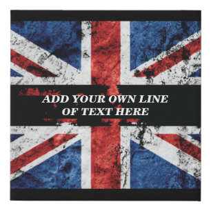 Add your text on English flag Throw Pillow Faux Canvas Print