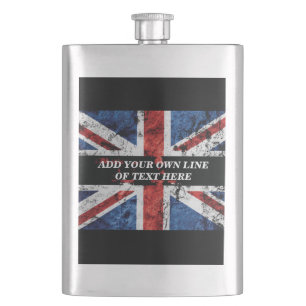 Add your text on English flag Throw Pillow Flask