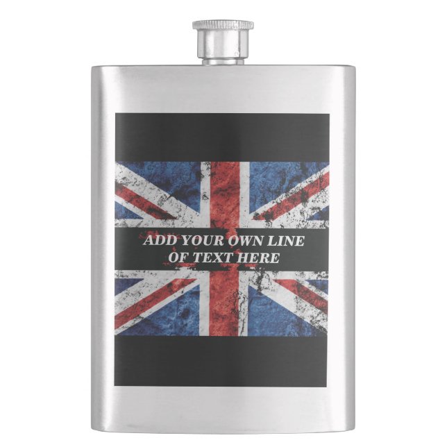 Add your text on English flag Throw Pillow Flask (Front)
