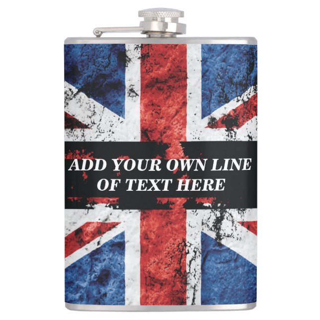 Add your text on English flag Throw Pillow Flask (Front)