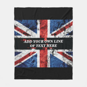 Add your text on English flag Throw Pillow Fleece Blanket