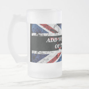 Add your text on English flag Throw Pillow Frosted Glass Beer Mug