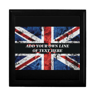Add your text on English flag Throw Pillow Gift Box