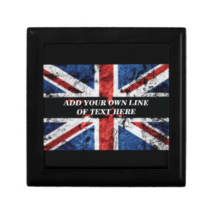 Add your text on English flag Throw Pillow Gift Box
