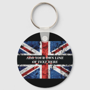 Add your text on English flag Throw Pillow Keychain