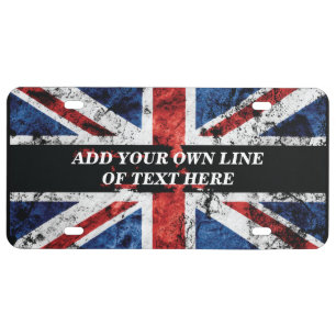 Add your text on English flag Throw Pillow License Plate
