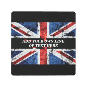 Add your text on English flag Throw Pillow Metal Print