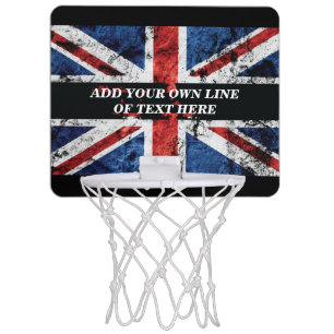 Add your text on English flag Throw Pillow Mini Basketball Hoop