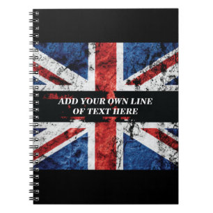 Add your text on English flag Throw Pillow Notebook