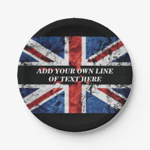 Add your text on English flag Throw Pillow Paper Plates