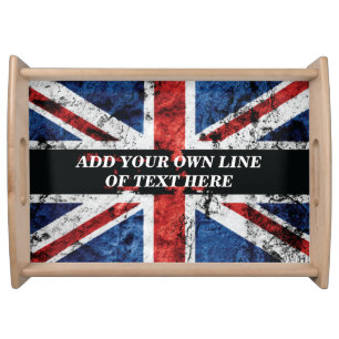 Add your text on English flag Throw Pillow Serving Tray