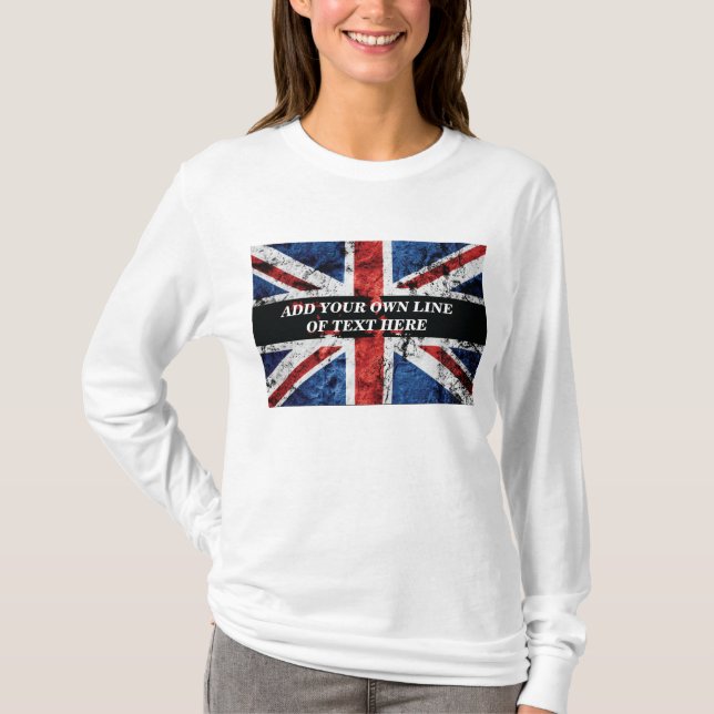 Add your text on English flag Throw Pillow T-Shirt (Front)