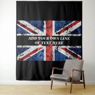 Add your text on English flag Throw Pillow Tapestry
