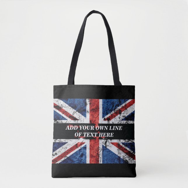 Add your text on English flag Throw Pillow Tote Bag (Front)