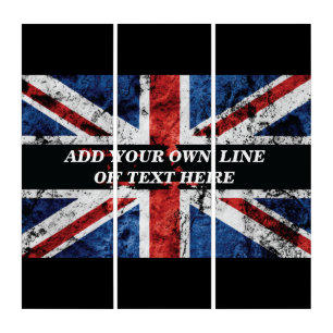 Add your text on English flag Throw Pillow Triptych