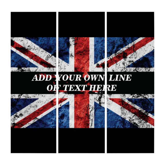 Add your text on English flag Throw Pillow Triptych (Front)