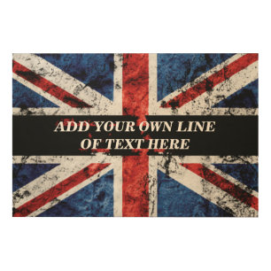 Add your text on English flag Throw Pillow Wood Wall Art