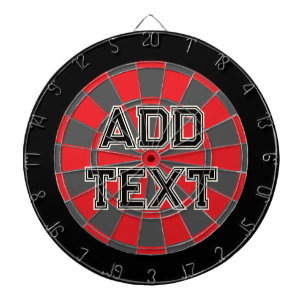 Add Your Text on Red, Charcoal Gray, And Black Dart Board