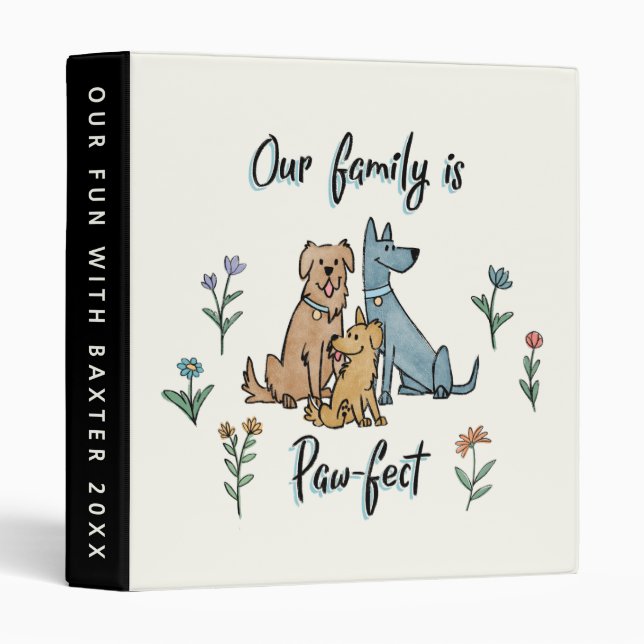 Add Your Text | Our Family Is Paw-fect 3 Ring Binder (Front/Spine)