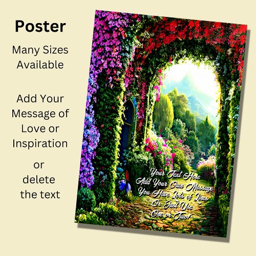 Add Your Text Pathway with Red Mauve Flowers  Poster