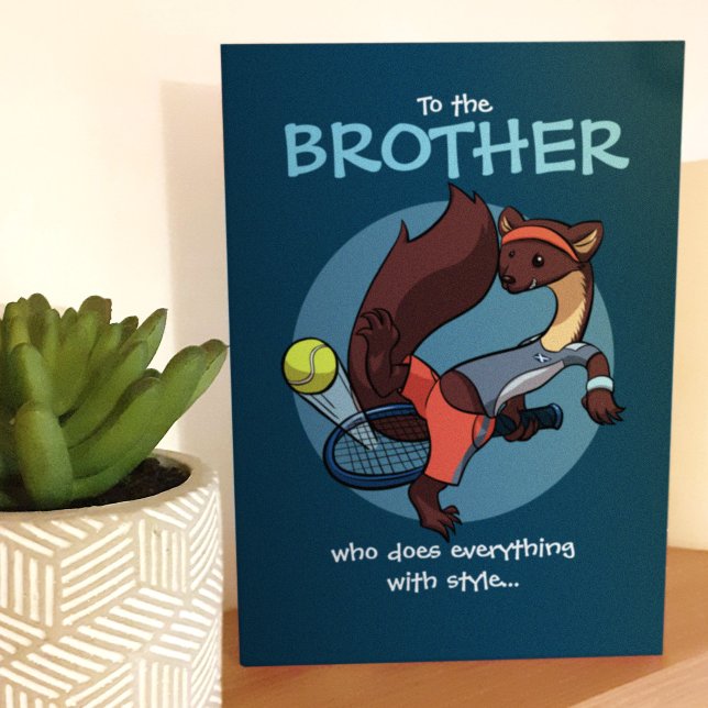 Add Your Text Pine Marten Tennis Hot Dog Cartoon Card (Creator Uploaded)