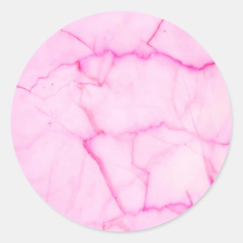 Add Your Text Pink Pastel Marble Classic Round Sticker
