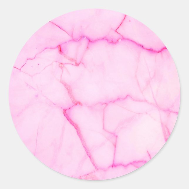 Add Your Text Pink Pastel Marble Classic Round Sticker (Front)