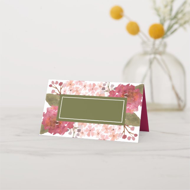Add Your Text Purple Watercolor Floral Place Card (Front)