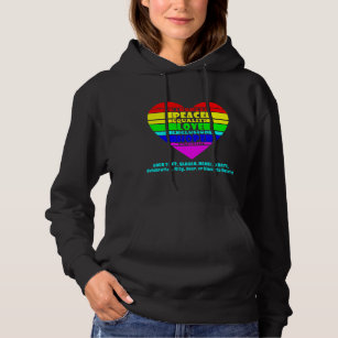 Add Your Text, Rainbow Heart Peace Equality Love, Hoodie