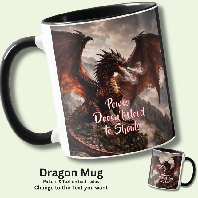 Add Your Text - Red Winged Fire Dragon with Smoke Mug (Creator Uploaded)